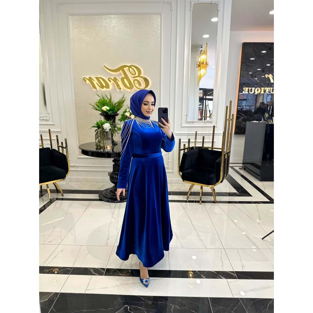 TUBEROSE ELBİSE - SAKS - 44