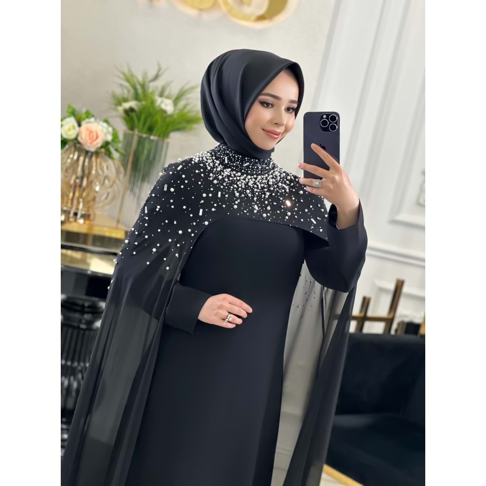 BEESA SİYAH İNCİ ABAYA TAKIM