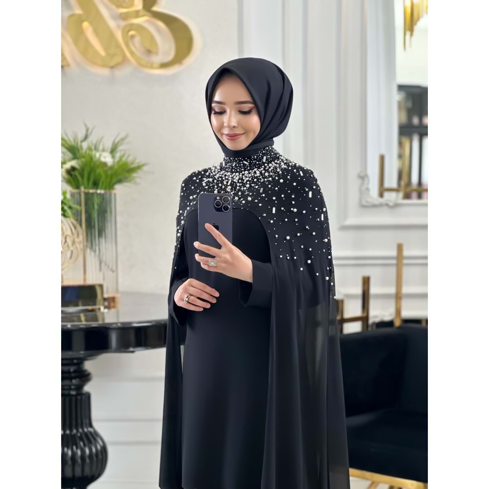 BEESA SİYAH İNCİ ABAYA TAKIM