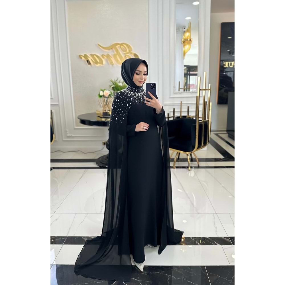 BEESA SİYAH İNCİ ABAYA TAKIM