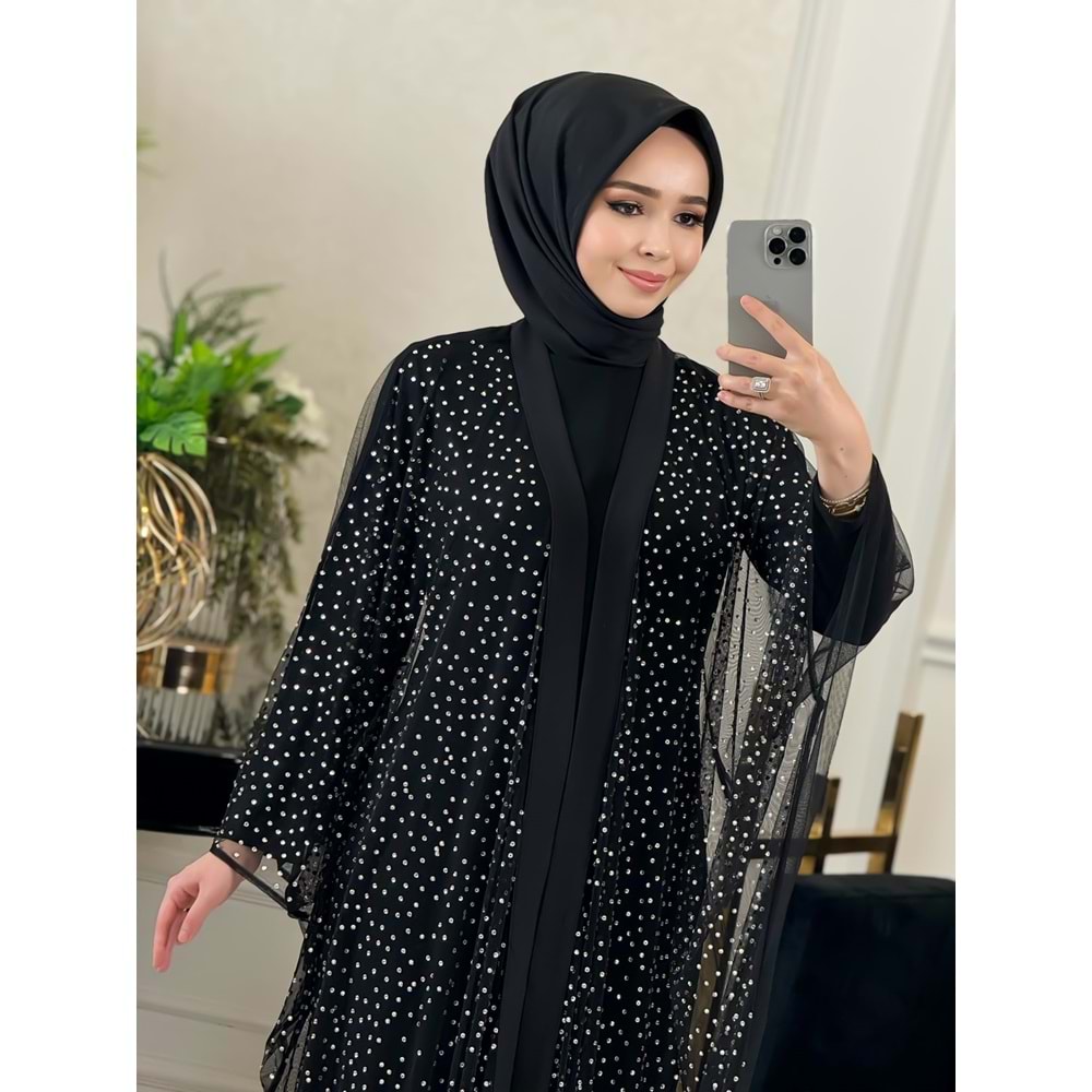 DOLORES TÜL ABAYA SİYAH