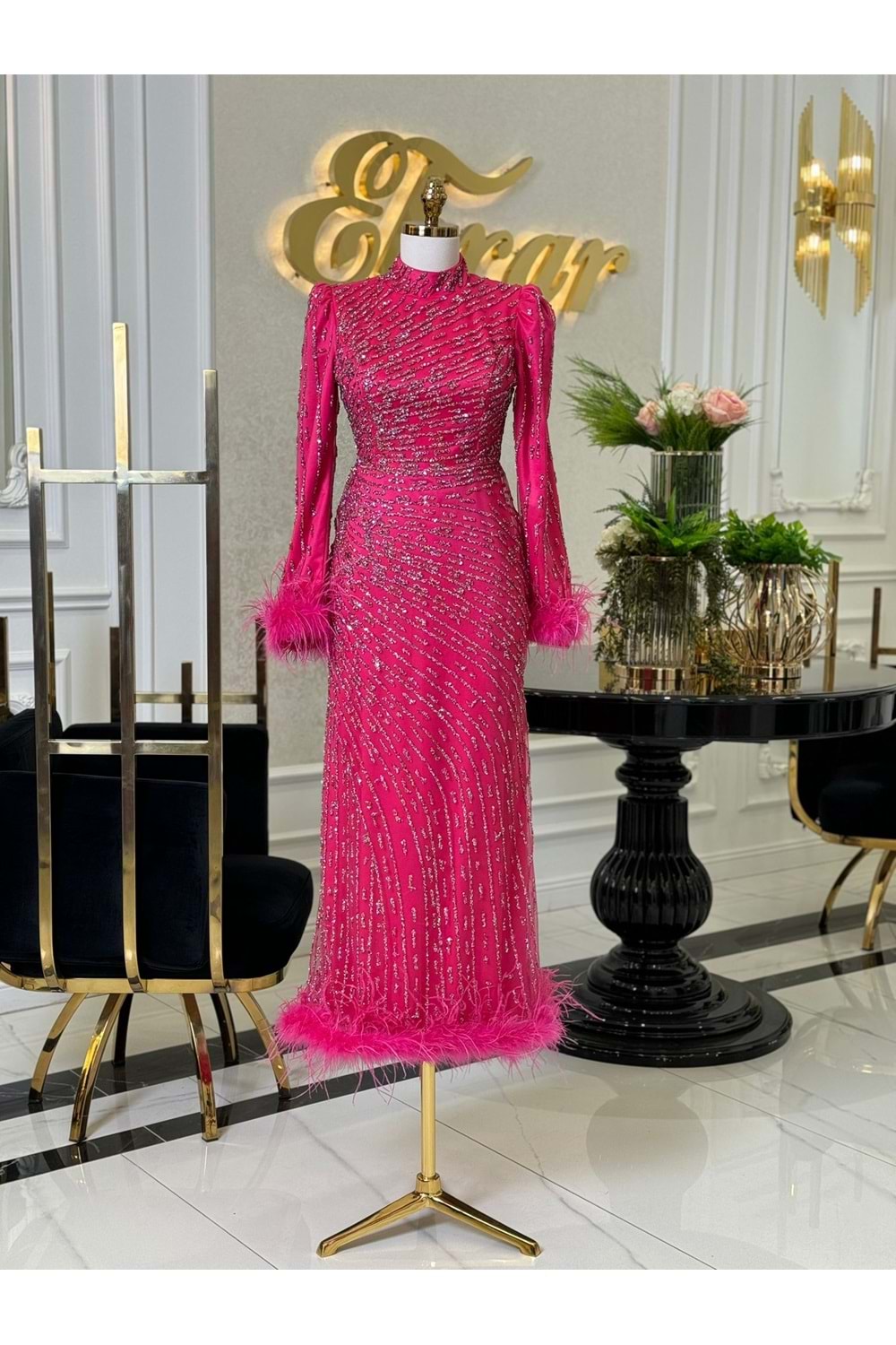 MİNNAA VIP ELBİSE - FUŞYA - 44