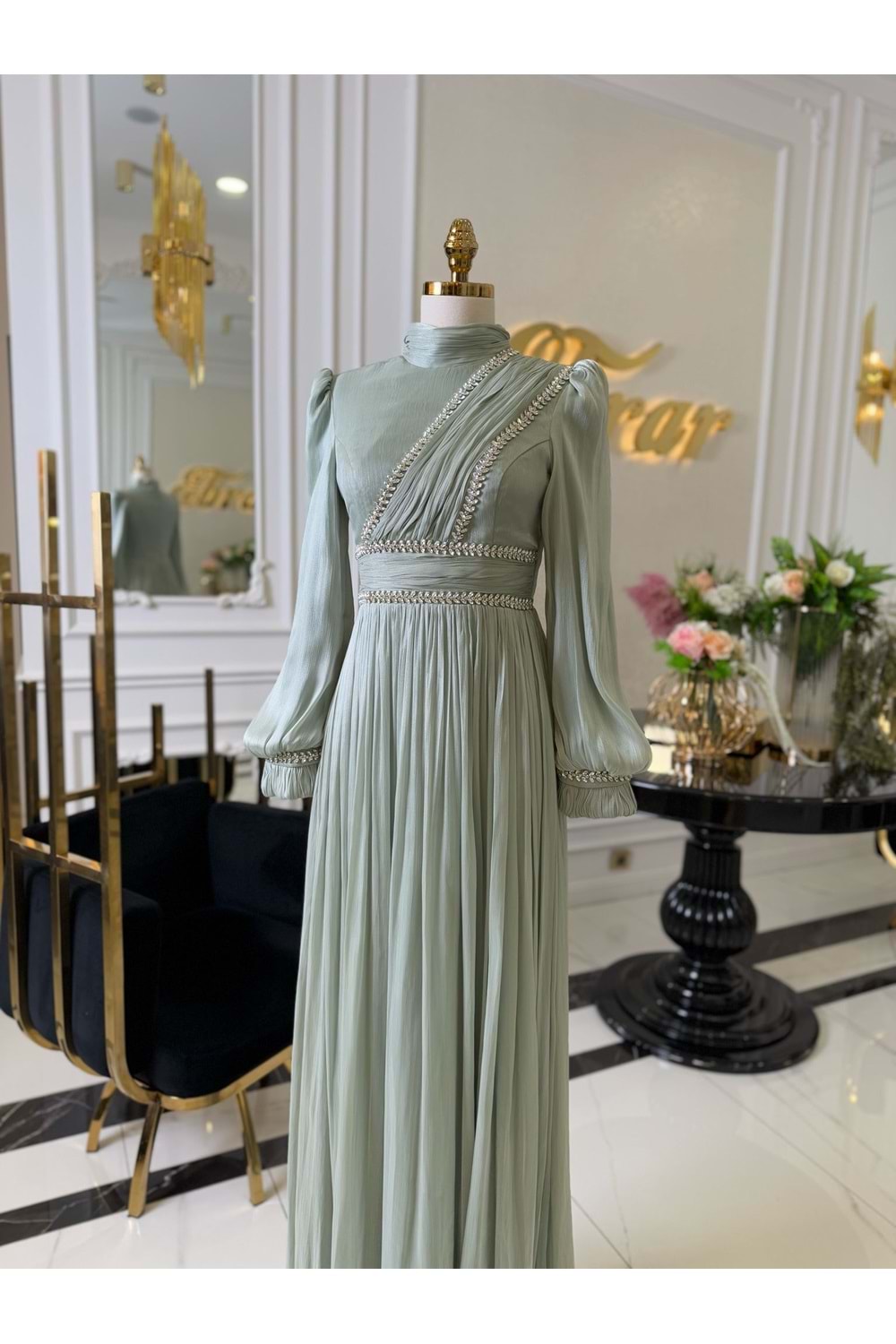 ROMANCE DRESS MİNT YEŞİLİ