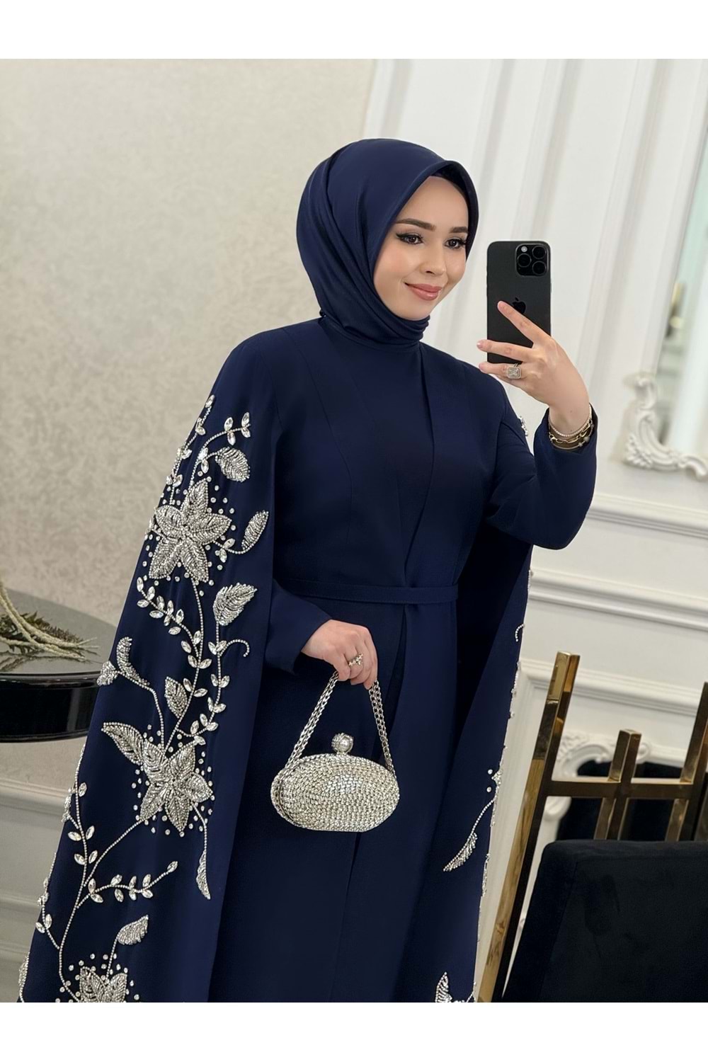 JUMANAH EXCLUSİVE ABAYA LACİVERT