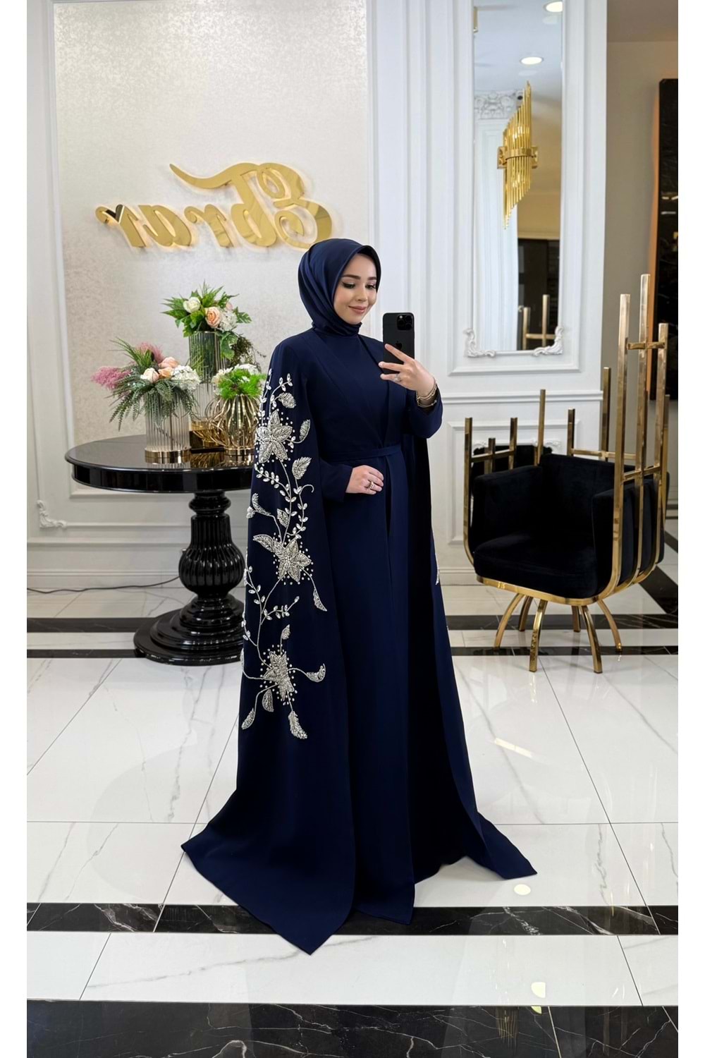 JUMANAH EXCLUSİVE ABAYA LACİVERT