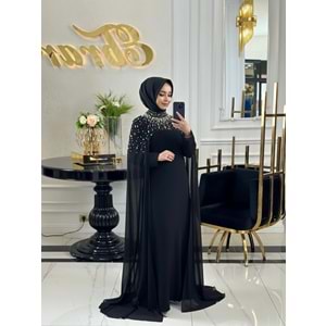BEESA SİYAH İNCİ ABAYA TAKIM