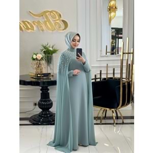 BEESA MİNT YEŞİLİ İNCİ ABAYA TAKIM
