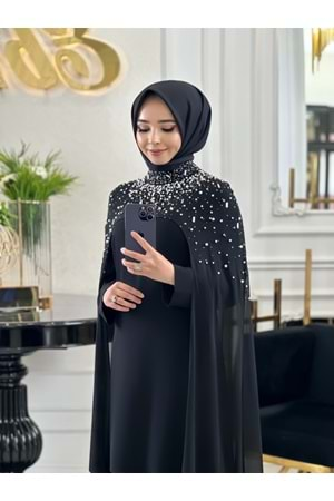 BEESA SİYAH İNCİ ABAYA TAKIM