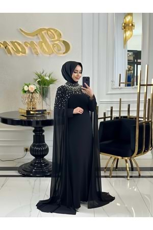 BEESA SİYAH İNCİ ABAYA TAKIM