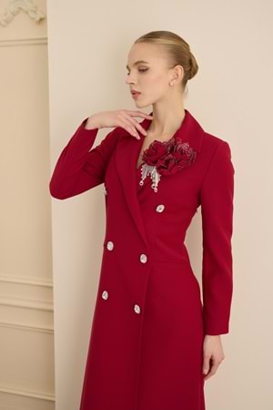 ROSE STONE DRESS BORDO