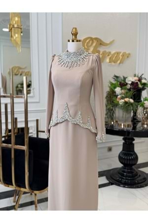 BENSU DRESS BEJ BİG SİZE