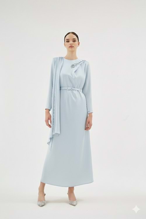 MINZE DRESS BUZ MAVİ