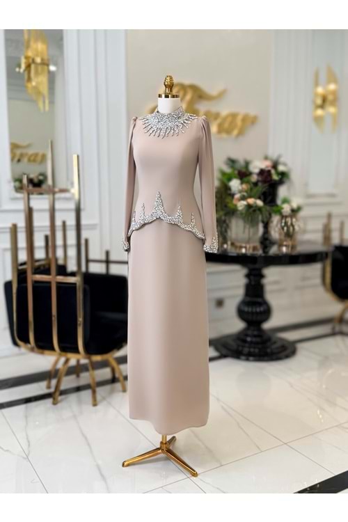 BENSU DRESS BEJ BİG SİZE