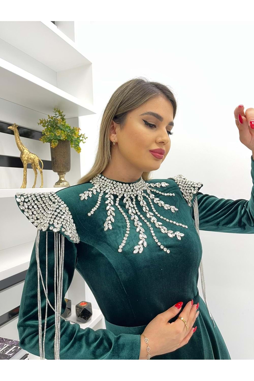 TİGER FLOWER ELBİSE - ZÜMRÜT - 38