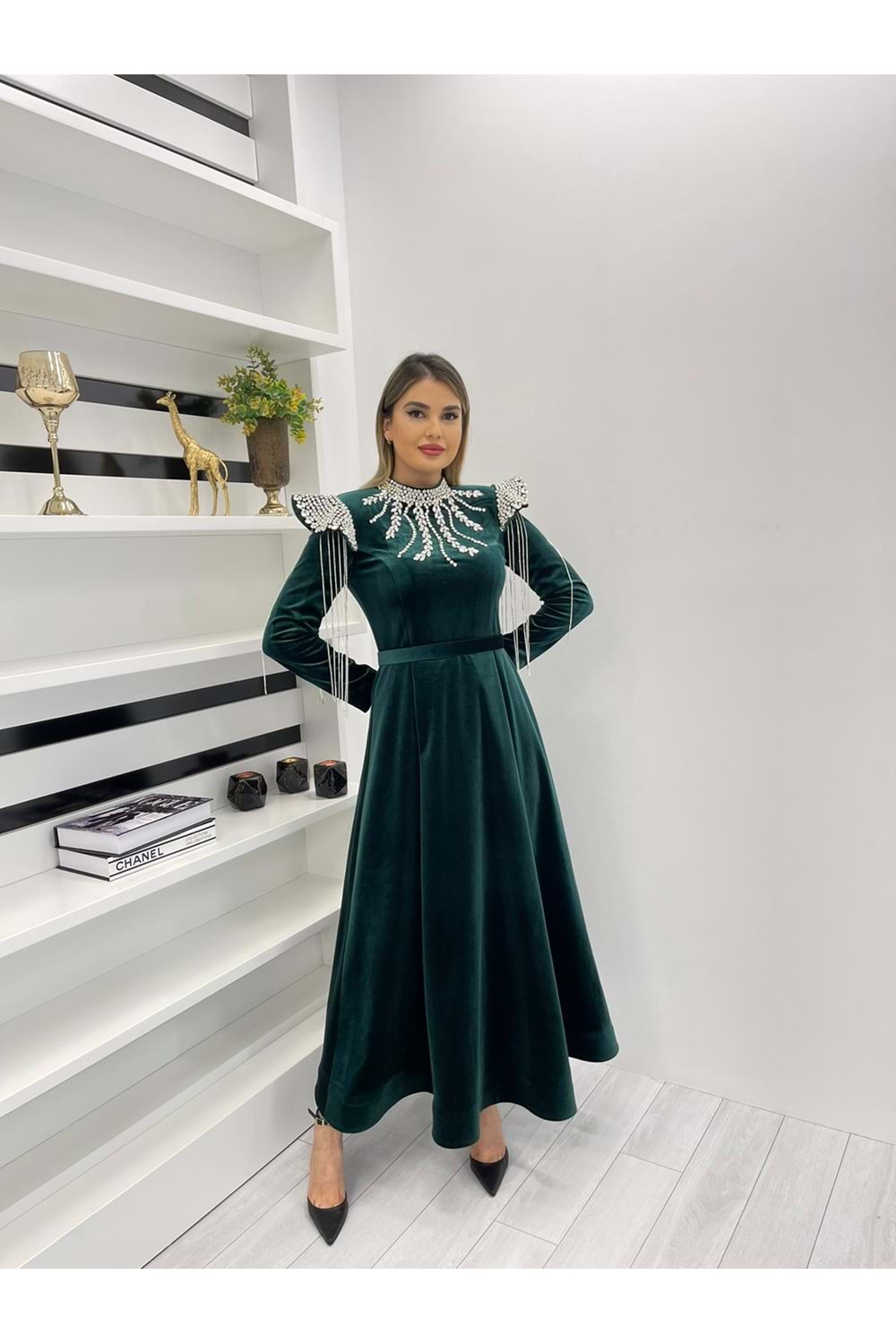 TİGER FLOWER ELBİSE - ZÜMRÜT - 40