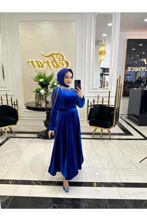 TUBEROSE ELBİSE - SAKS - 44