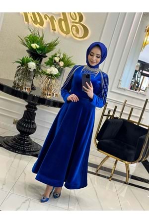 TUBEROSE ELBİSE - SAKS - 44