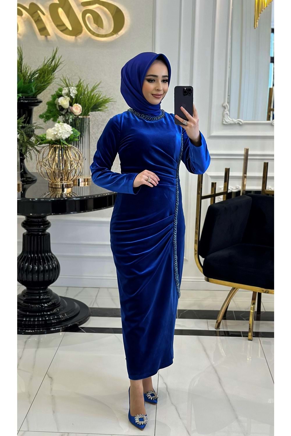 VİOLET ELBİSE - SAKS - 42