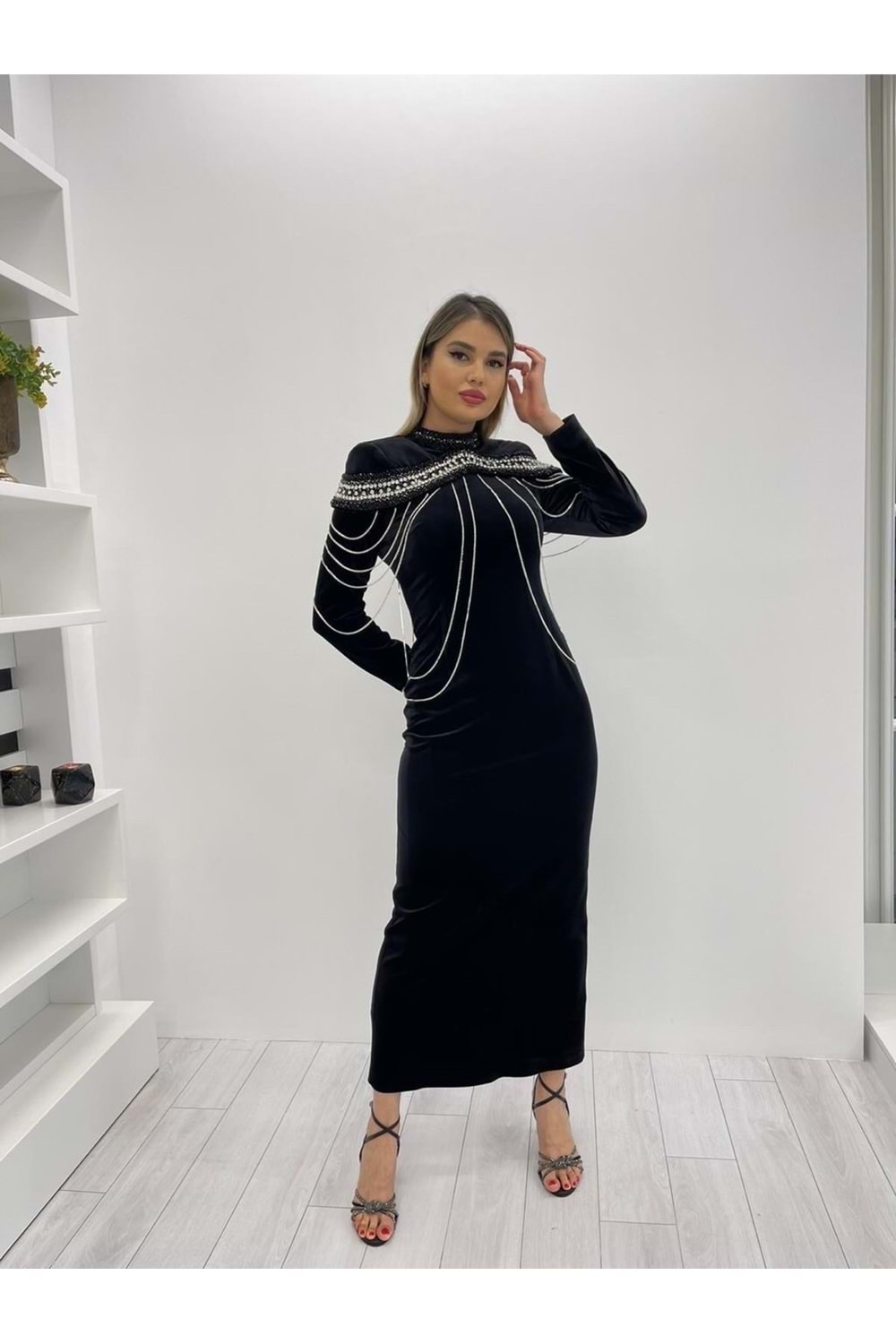 DARİAN EXCLUSİVE ELBİSE - SİYAH - 44