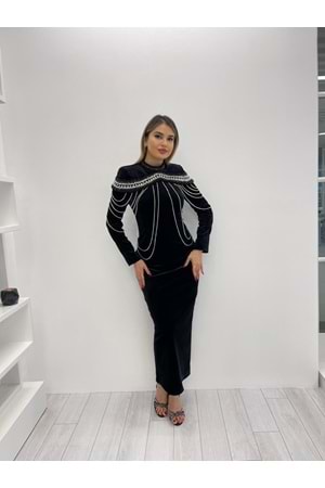 DARİAN EXCLUSİVE ELBİSE - SİYAH - 44