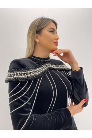 DARİAN EXCLUSİVE ELBİSE - SİYAH - 44