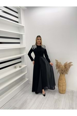 STONE ANGEL VIP ABAYA TAKIM - SİYAH - 38