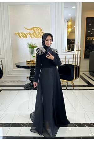 STONE ANGEL VIP ABAYA TAKIM - SİYAH - 38