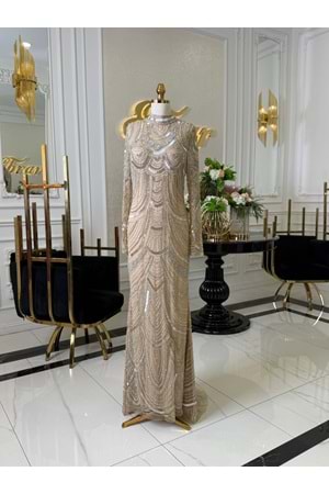 DALİA VIP LUX DRESS - BEJ - XL