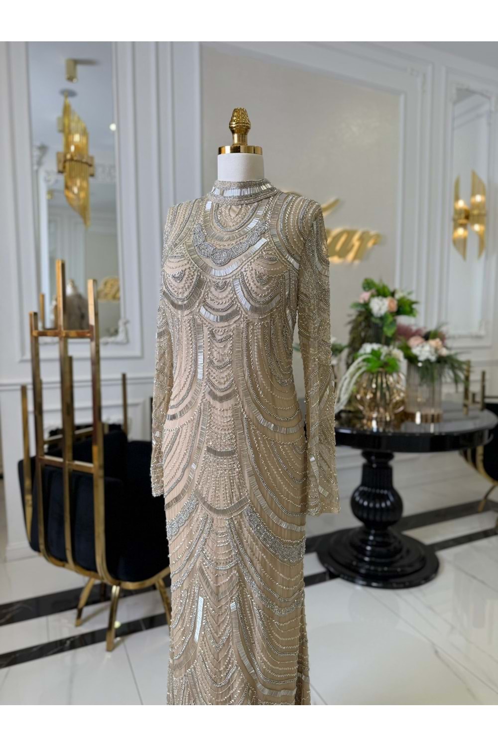 DALİA VIP LUX DRESS - BEJ - XL