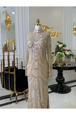 DALİA VIP LUX DRESS - BEJ - XL