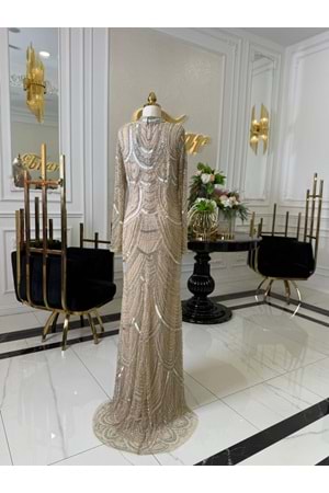 DALİA VIP LUX DRESS - BEJ - XL