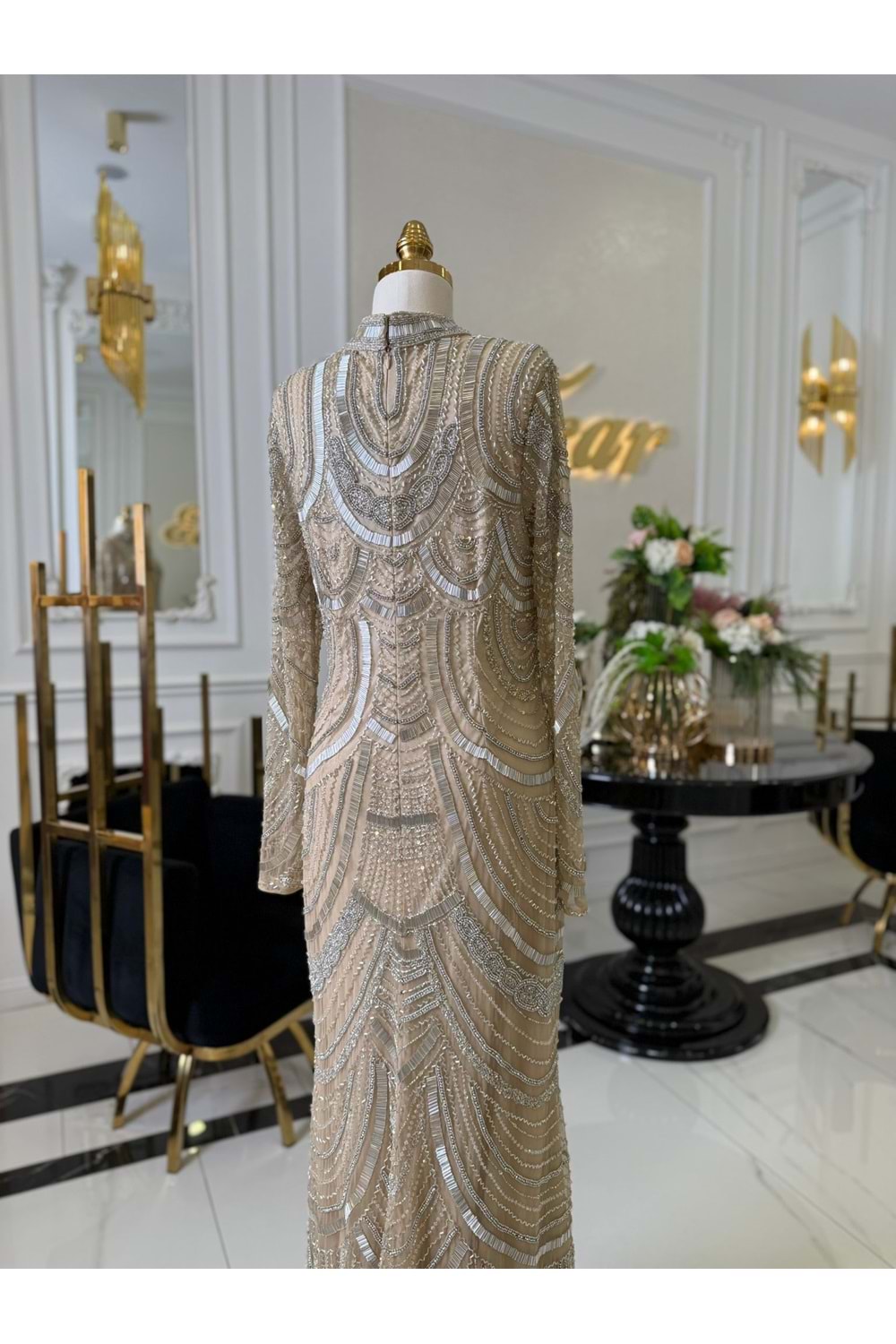 DALİA VIP LUX DRESS - BEJ - XL