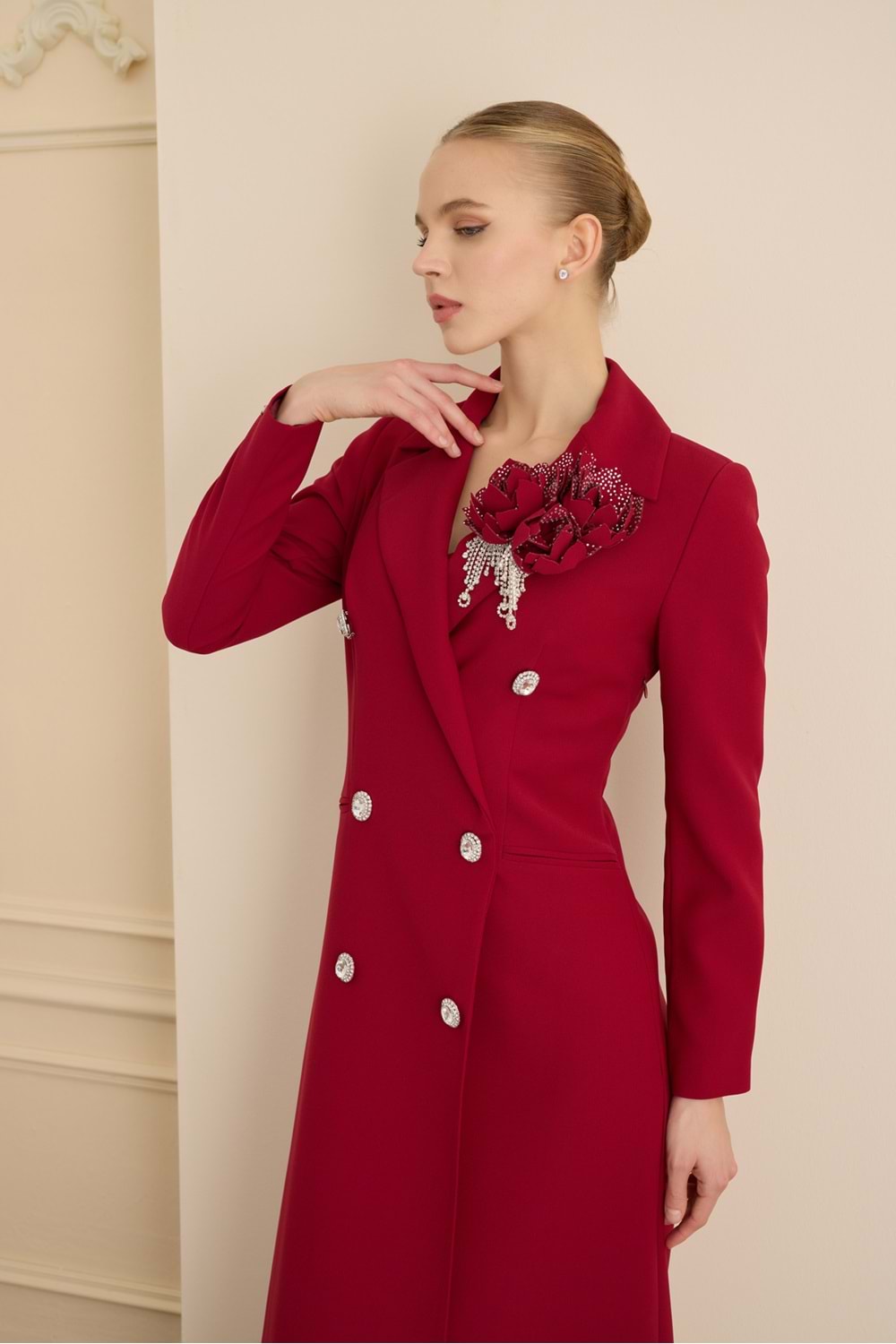 ROSE STONE DRESS BORDO